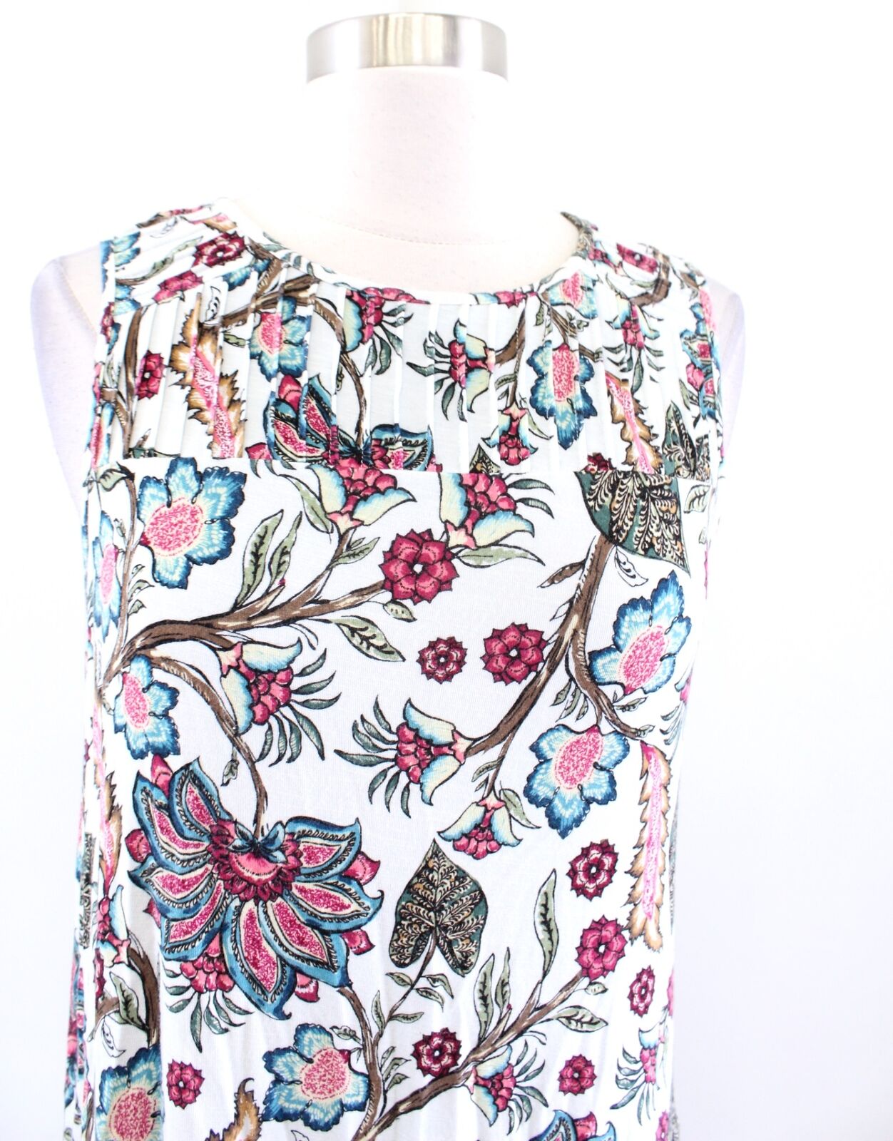 J Jill Womens Multi Color Floral Print Knit Sleeveless Shift Dress Size PS SP