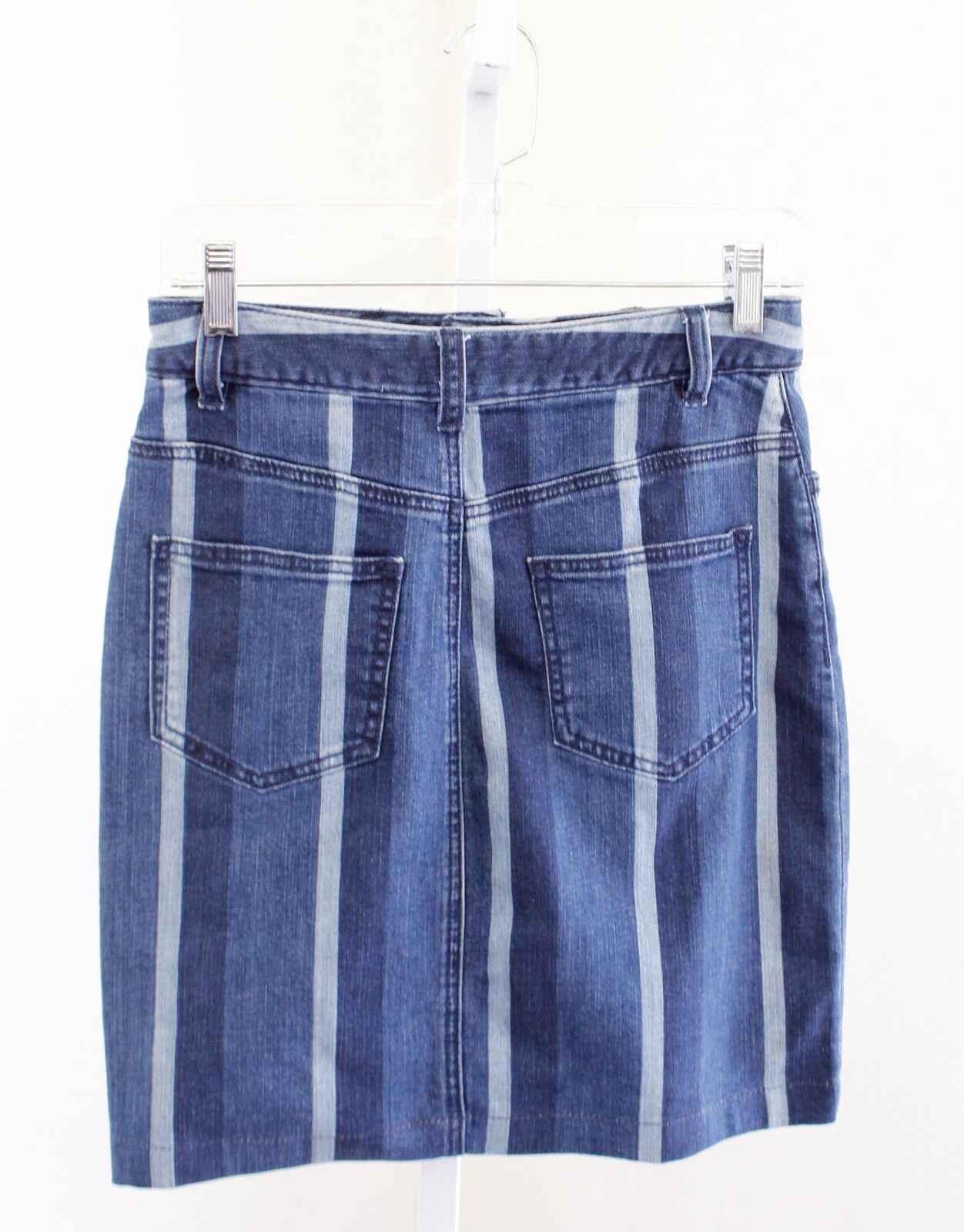 Maeve Anthropologie Denim Jean Striped Pencil Skirt Button Fly Size 0