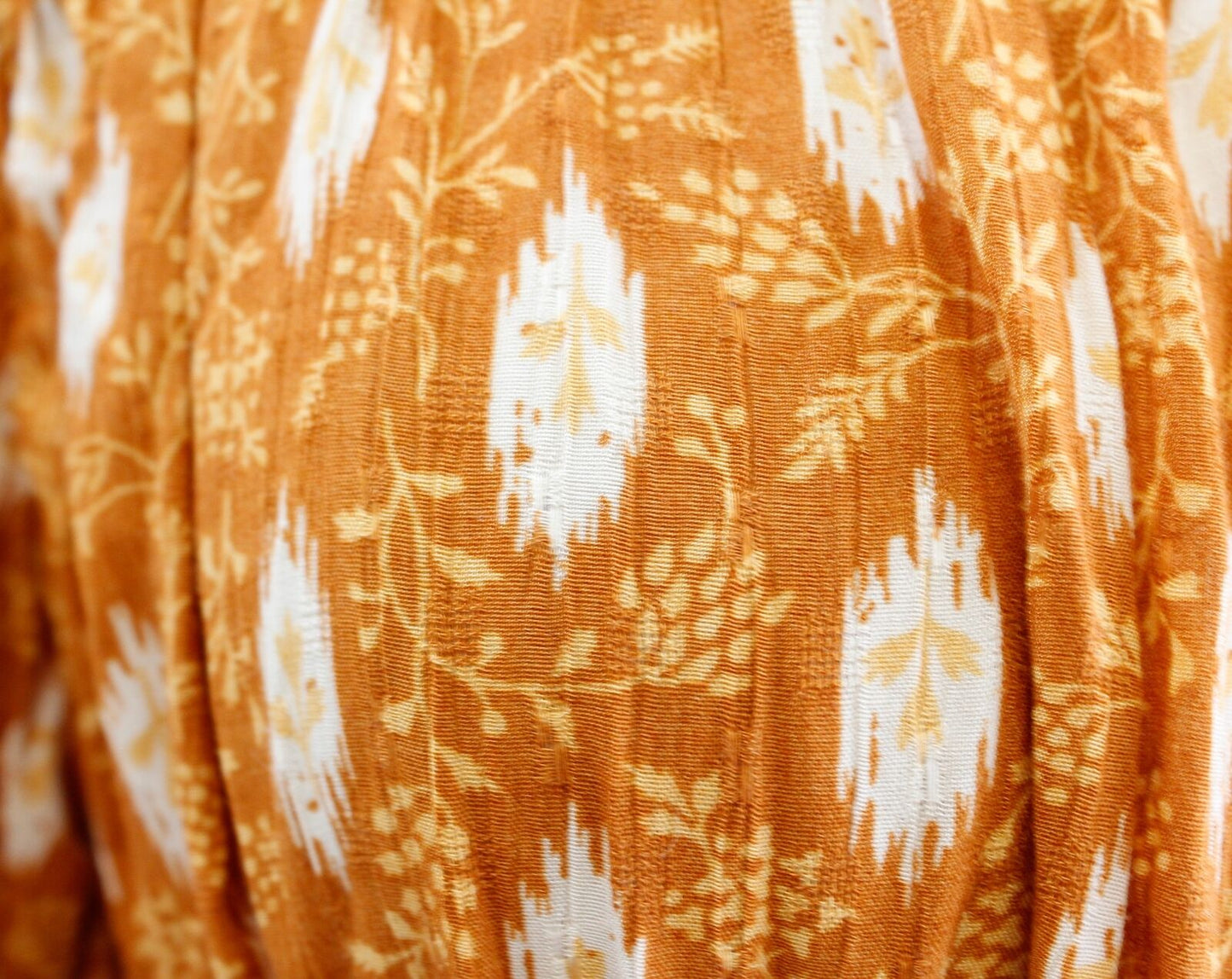 NWT Haute Hippie Orange Floral Print Smocked Cropped Peasant Top Blouse Size XS