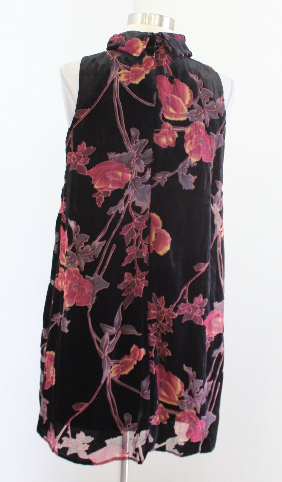 Ivanka Trump Black Floral Burnout Velvet Collared Keyhole Shift Dress Size 4