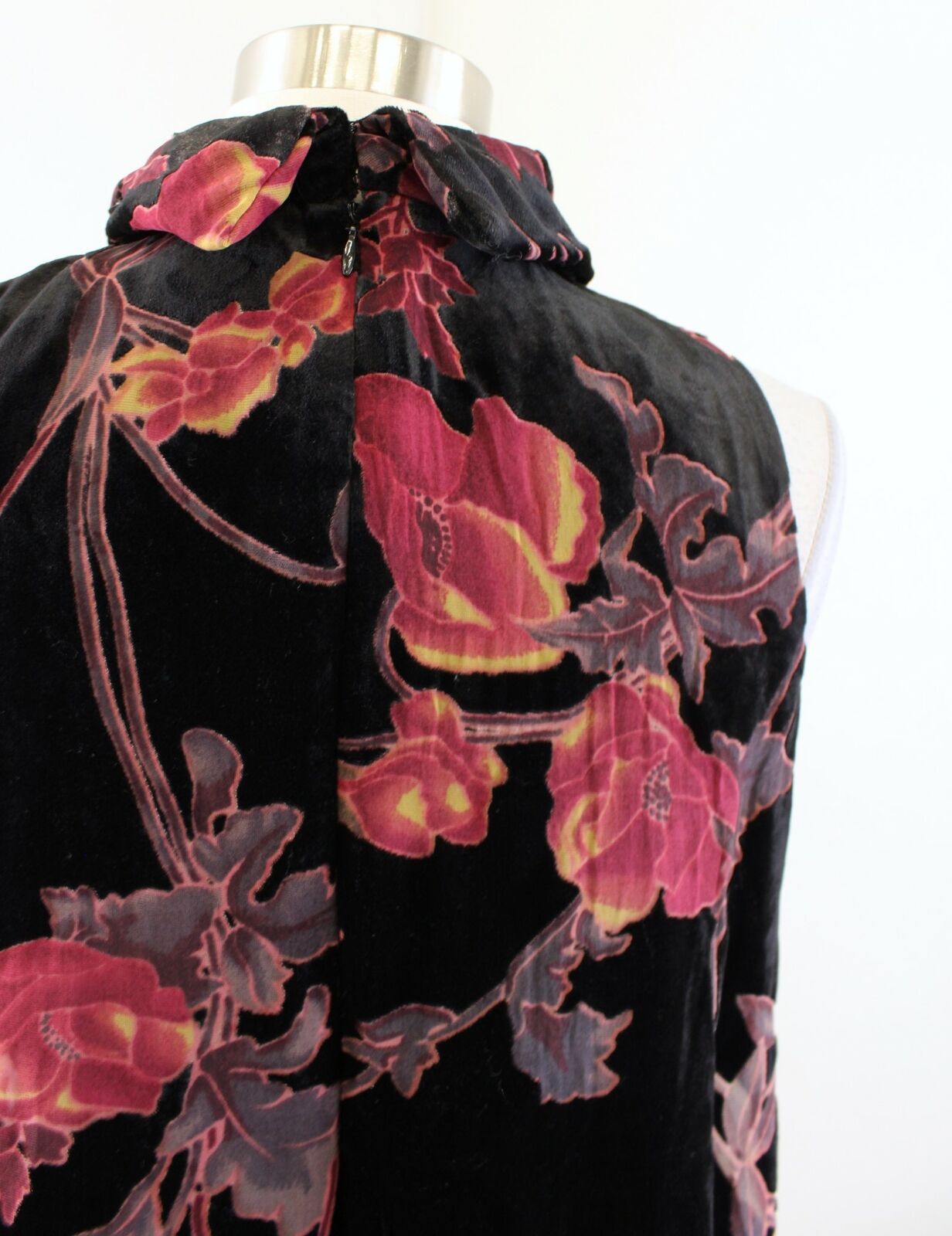 Ivanka Trump Black Floral Burnout Velvet Collared Keyhole Shift Dress Size 4