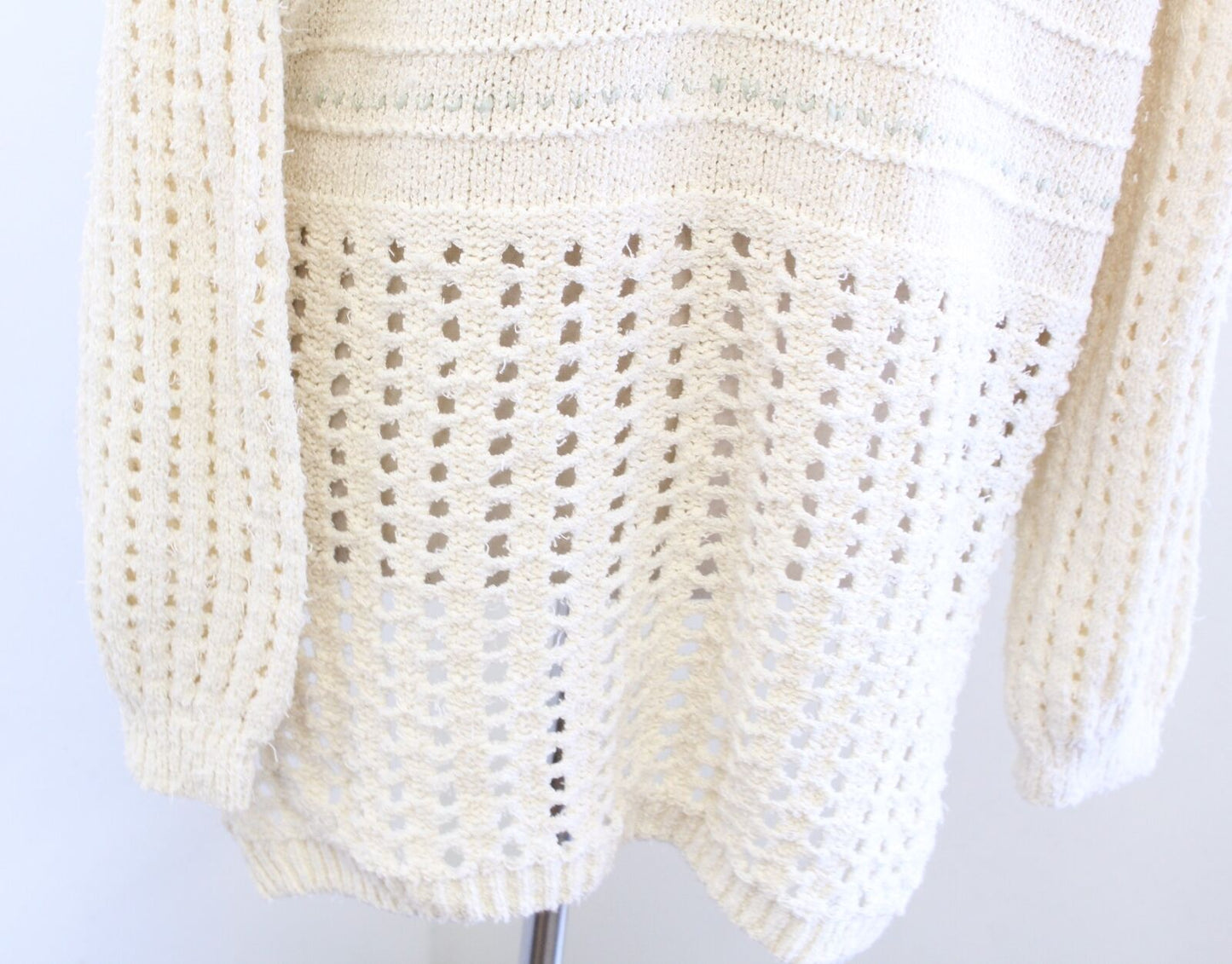 NWT Free People One that I Want Cream Crochet Hoodie Pullover Sweater Size M