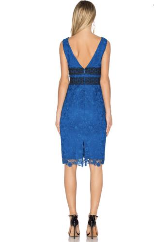 NWT Diane Von Furstenberg Viera Blue Lace Plunge V Neck Sheath Dress Size 6