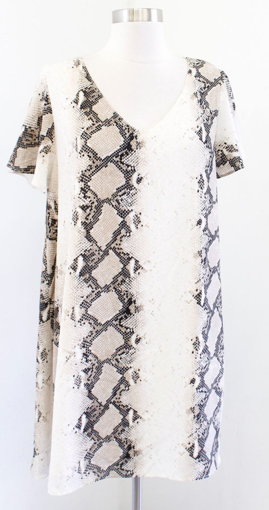Buddy Love Ciara Ombre Snakeskin Print Mini Shift Dress Size M Black Tan White