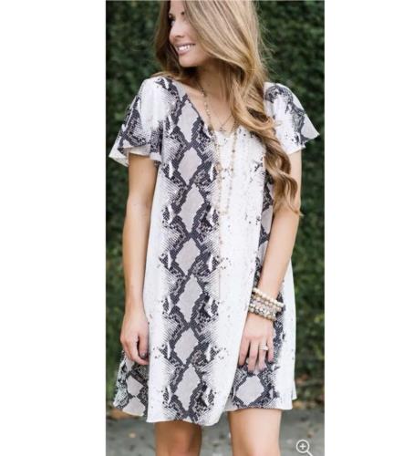 Buddy Love Ciara Ombre Snakeskin Print Mini Shift Dress Size M Black Tan White