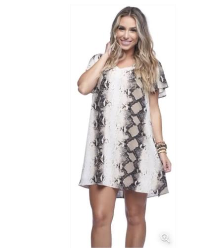 Buddy Love Ciara Ombre Snakeskin Print Mini Shift Dress Size M Black Tan White