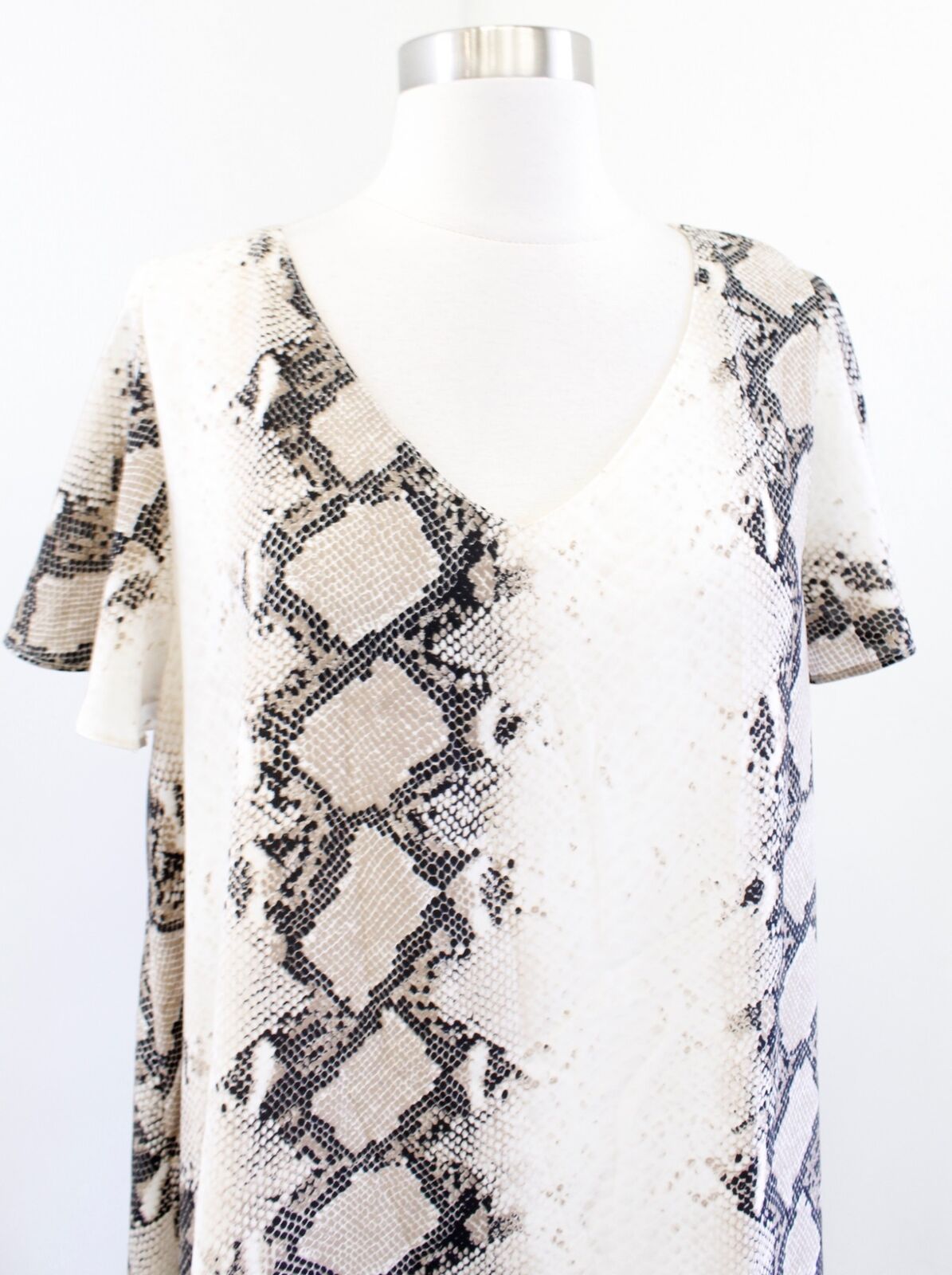 Buddy Love Ciara Ombre Snakeskin Print Mini Shift Dress Size M Black Tan White