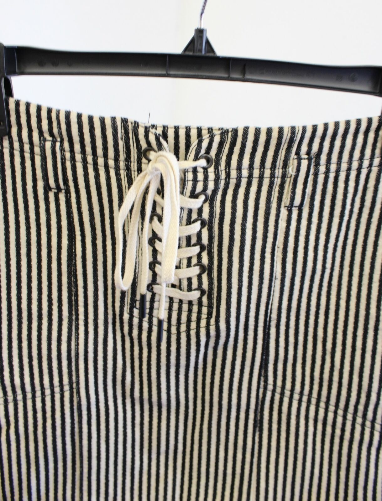 Madewell Womens Beige Black Ticking Stripe Lace Up Skirt Size 4 Mini