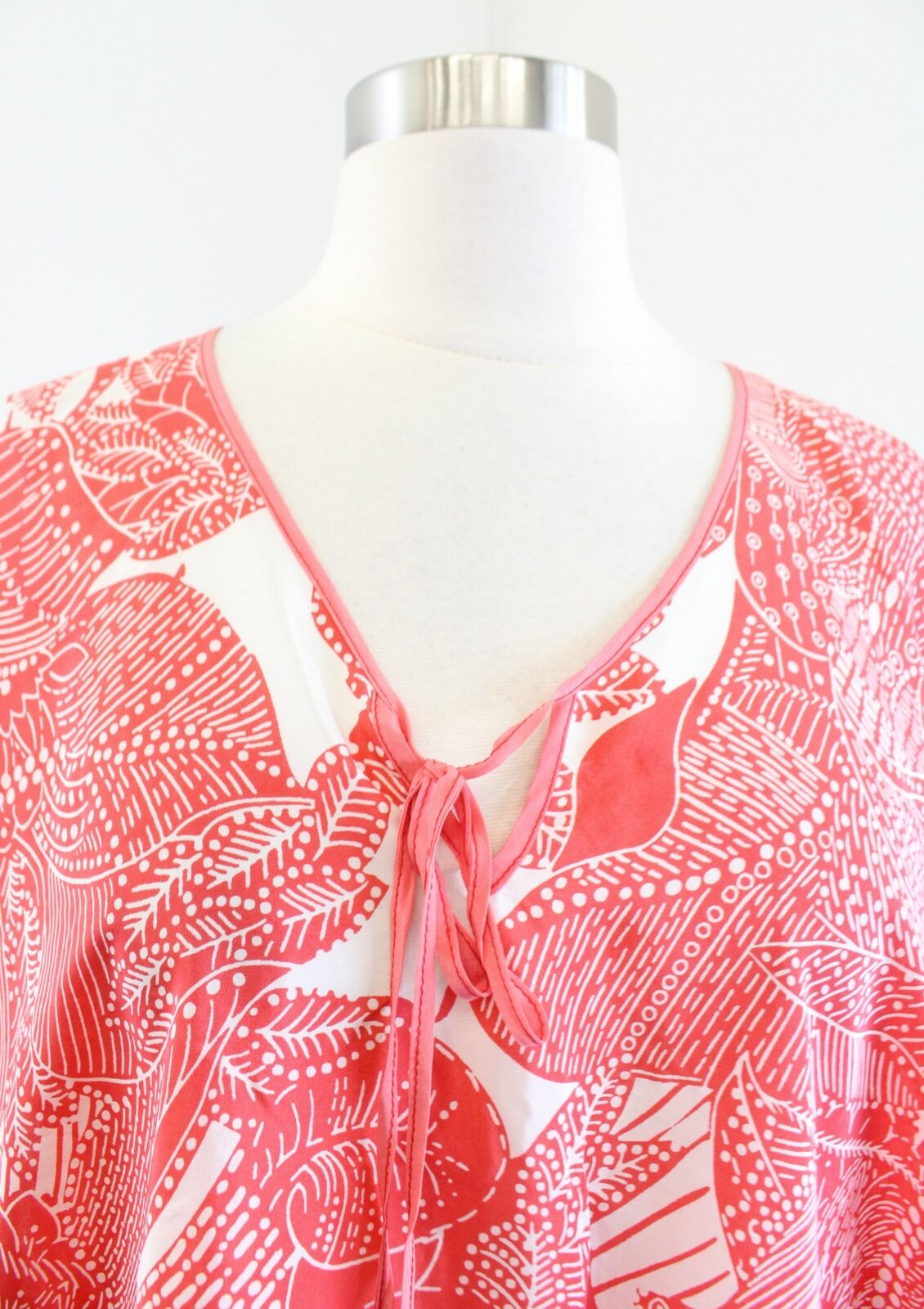NWT Talbots Coral Floral Print Silk Poncho Style Top Blouse Size XS / S Boho