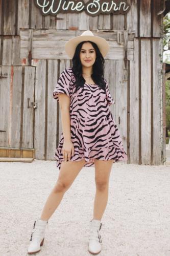 NWT Buddy Love Becca Pink Black Zebra Tiger Print Mini Babydoll Dress Size XS