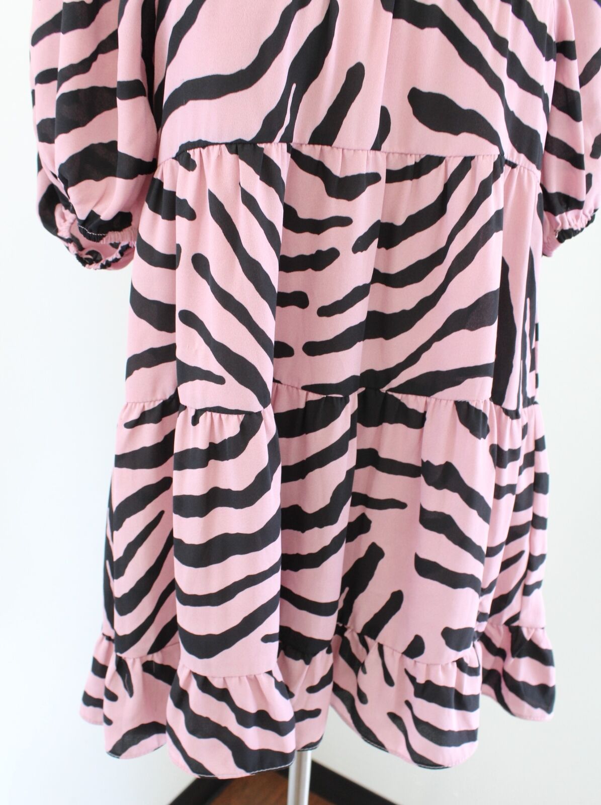 NWT Buddy Love Becca Pink Black Zebra Tiger Print Mini Babydoll Dress Size XS