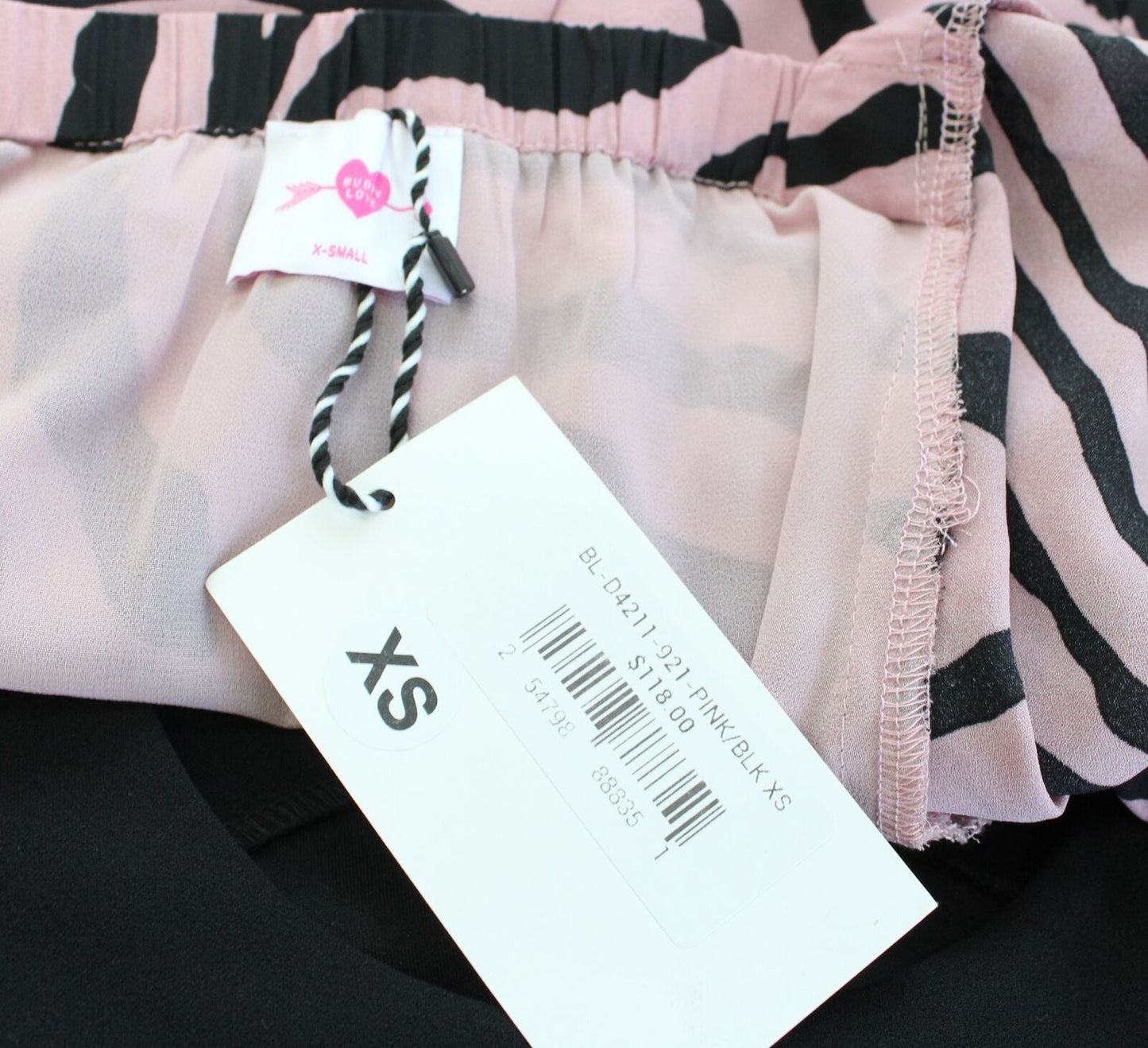 NWT Buddy Love Becca Pink Black Zebra Tiger Print Mini Babydoll Dress Size XS