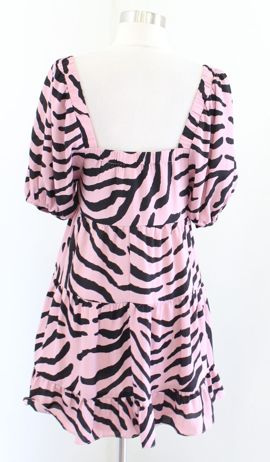 NWT Buddy Love Becca Pink Black Zebra Tiger Print Mini Babydoll Dress Size XS