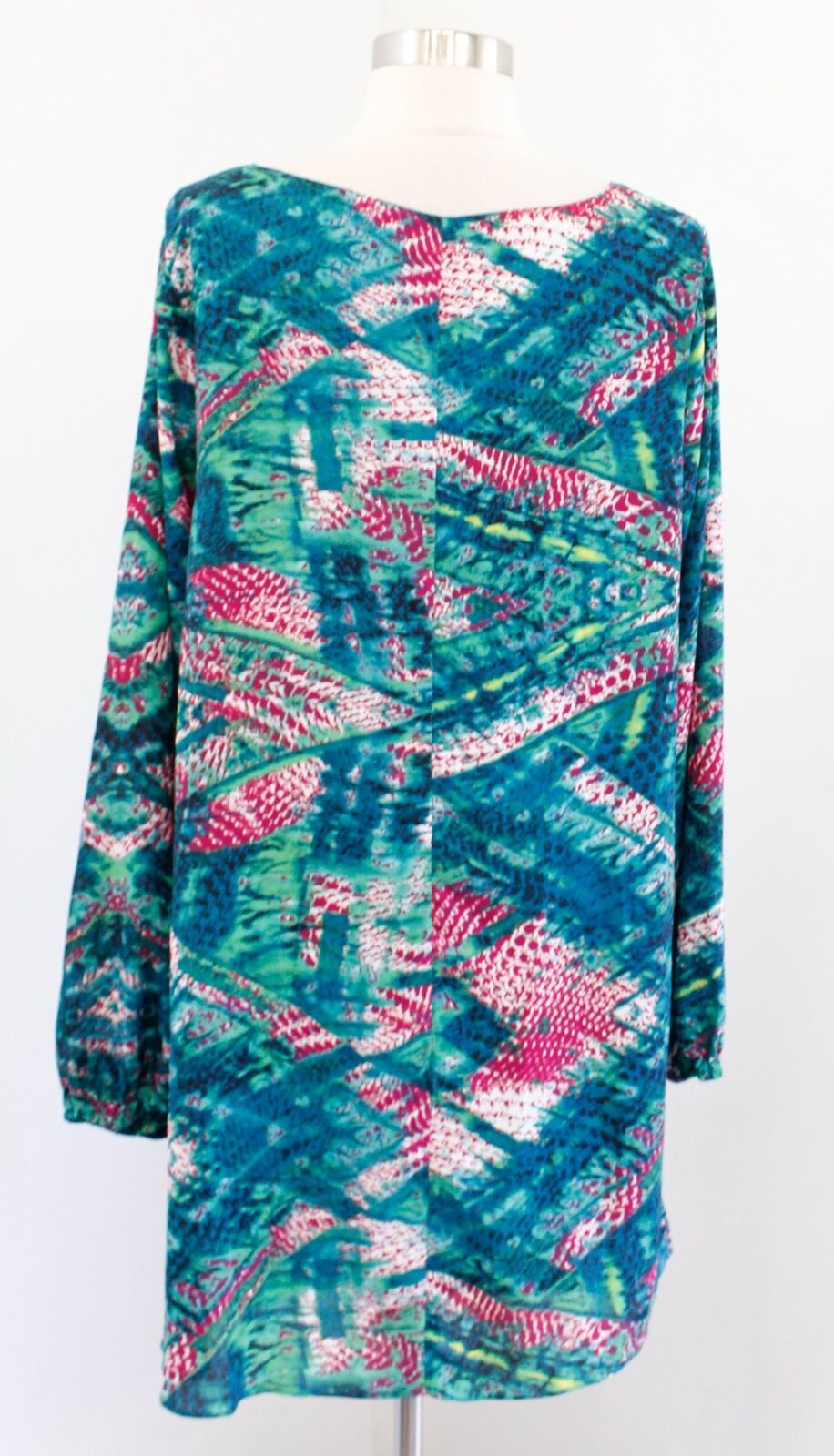 Buddy Love Paris Abstract Print Swing Mini Tunic Dress Size L Green Blue Pink