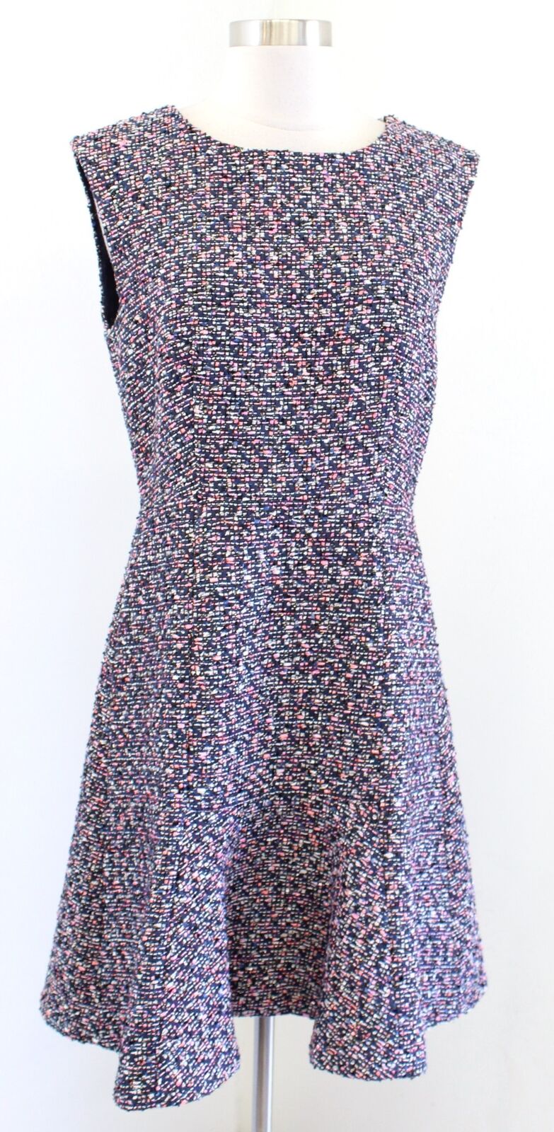 J Crew Womens A Line Dress in Confetti Tweed Size 6 Navy Blue Pink Career