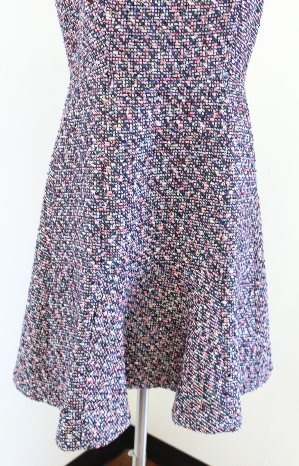 J Crew Womens A Line Dress in Confetti Tweed Size 6 Navy Blue Pink Career