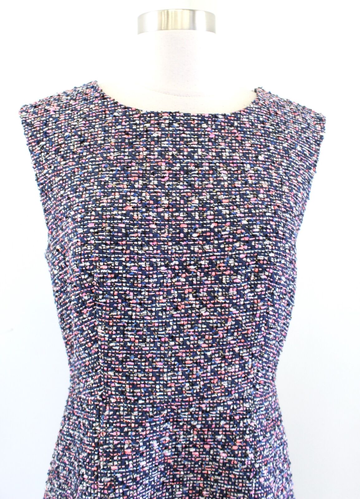 J Crew Womens A Line Dress in Confetti Tweed Size 6 Navy Blue Pink Career