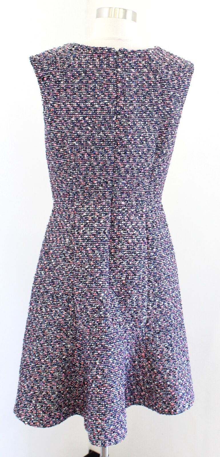 J Crew Womens A Line Dress in Confetti Tweed Size 6 Navy Blue Pink Career