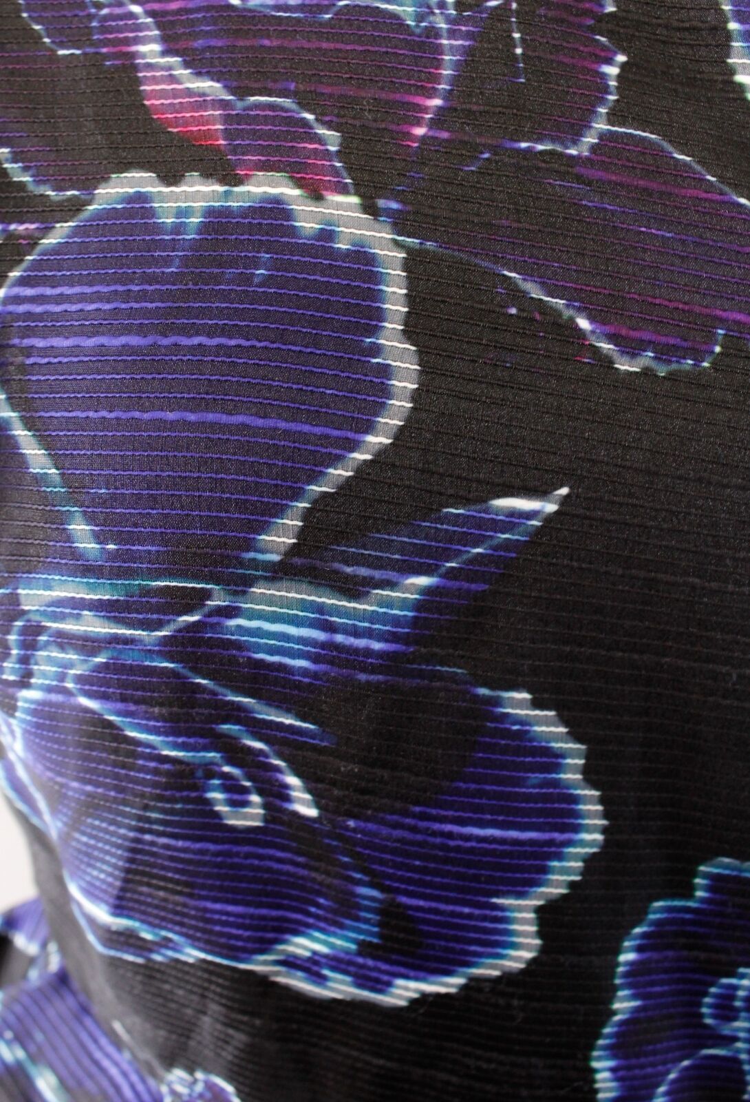 Nicole Miller Black Blue Floral Organza Peplum Ruffle One Shoulder Dress Size 2