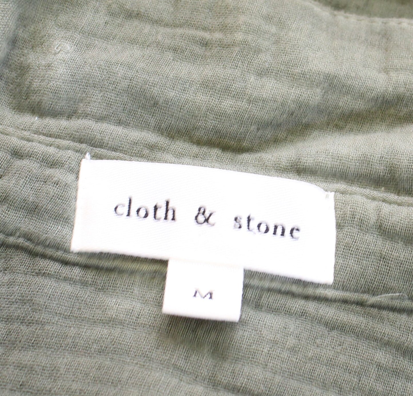 Cloth and Stone Anthropologie Green White Bleached Acid Wash Shirt Blouse Size M Long Sleeve
