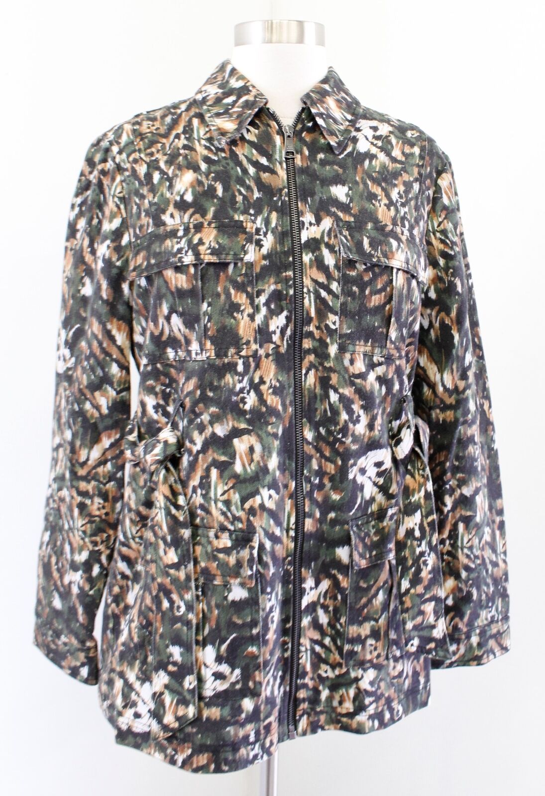 NWT $349 Ted Baker Inniza Abstract Camo Tie Waist Safari Utility Jacket Size 2