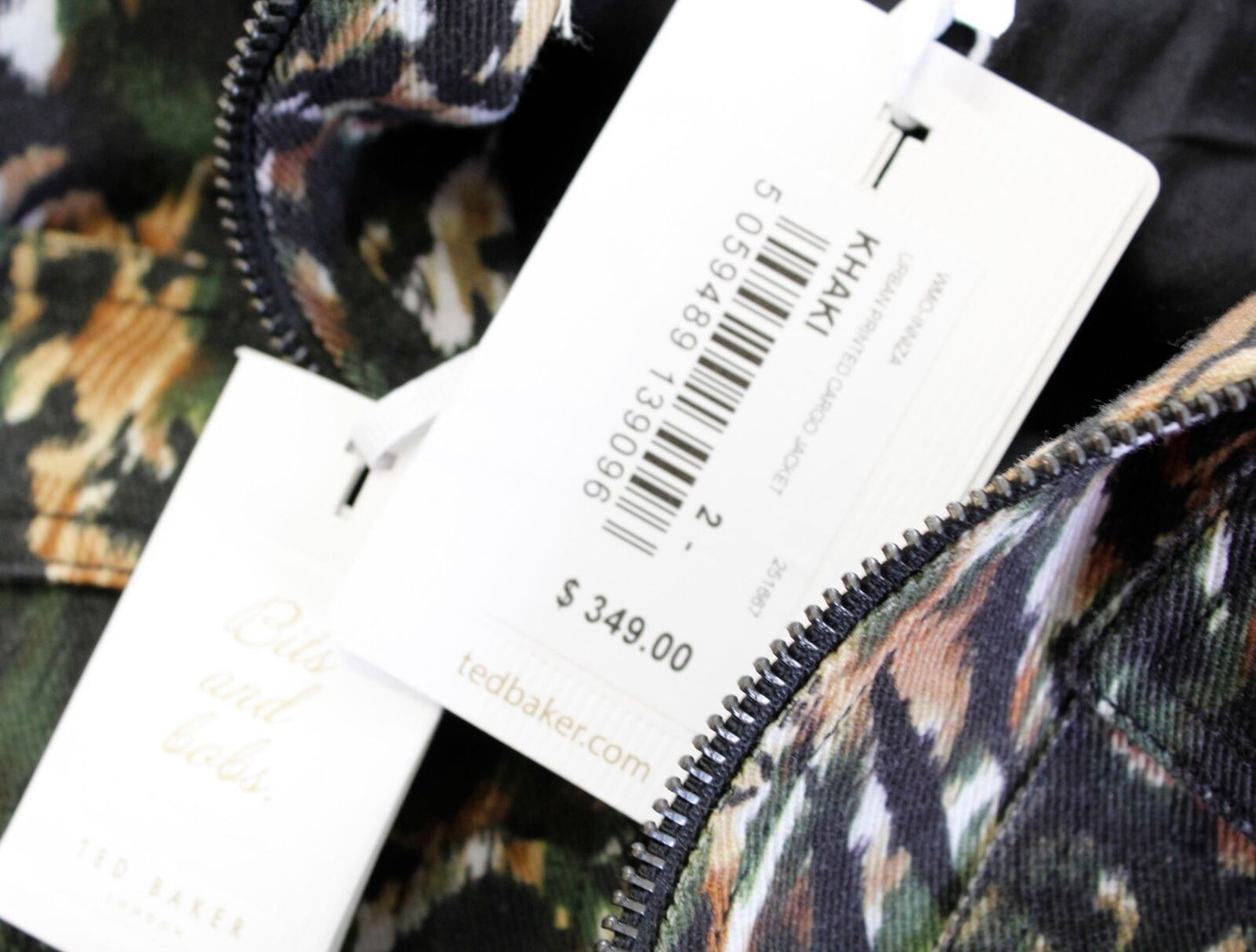 NWT $349 Ted Baker Inniza Abstract Camo Tie Waist Safari Utility Jacket Size 2