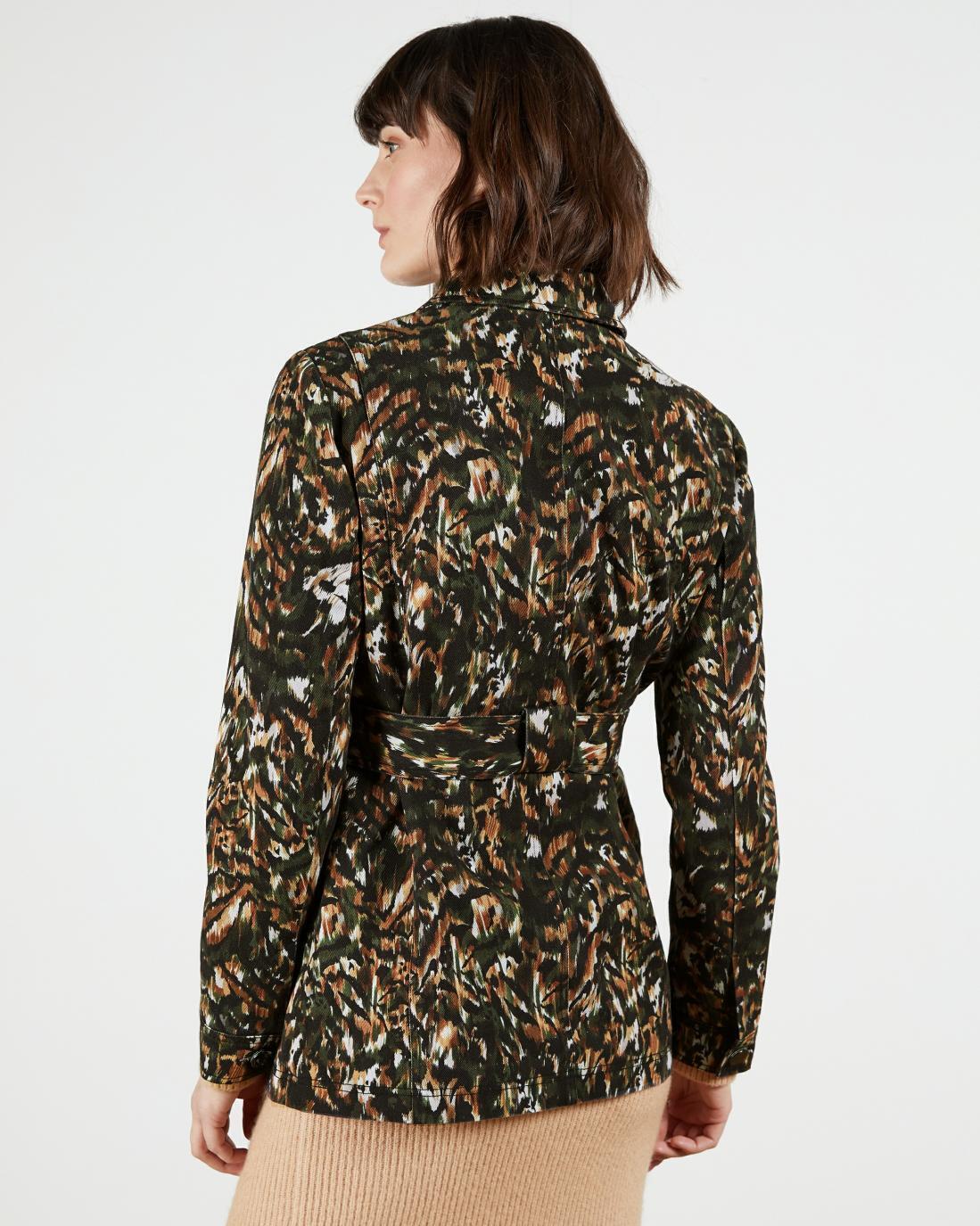 NWT $349 Ted Baker Inniza Abstract Camo Tie Waist Safari Utility Jacket Size 2