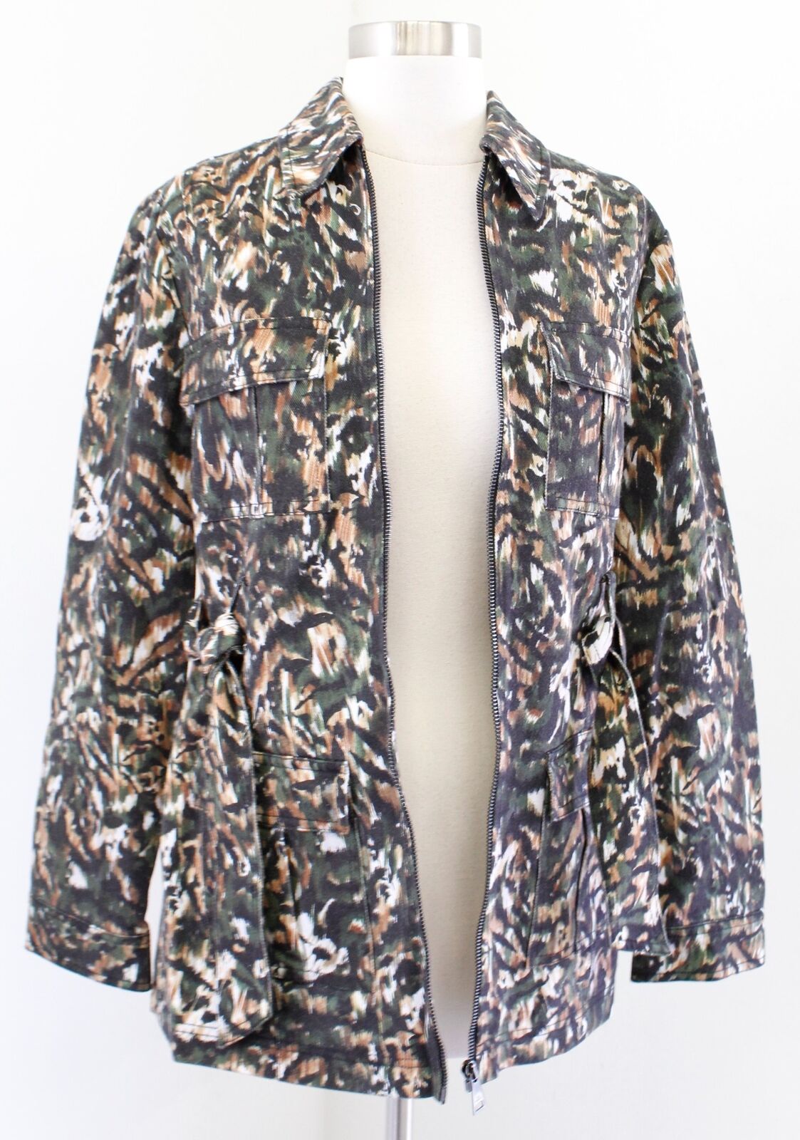 NWT $349 Ted Baker Inniza Abstract Camo Tie Waist Safari Utility Jacket Size 2