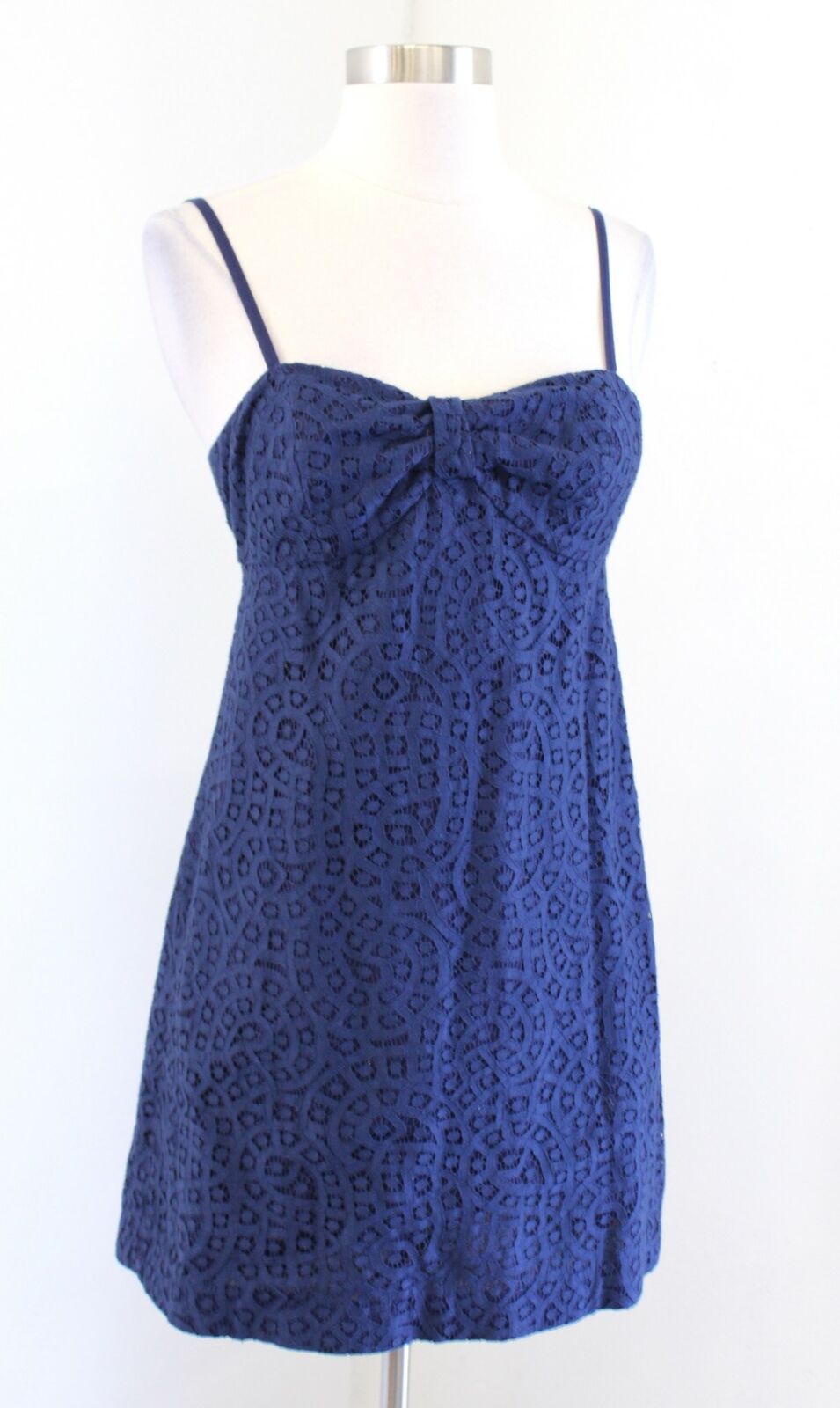 Lilly Pulitzer Karina True Navy Blue Paisley Lace Mini Dress Size 0