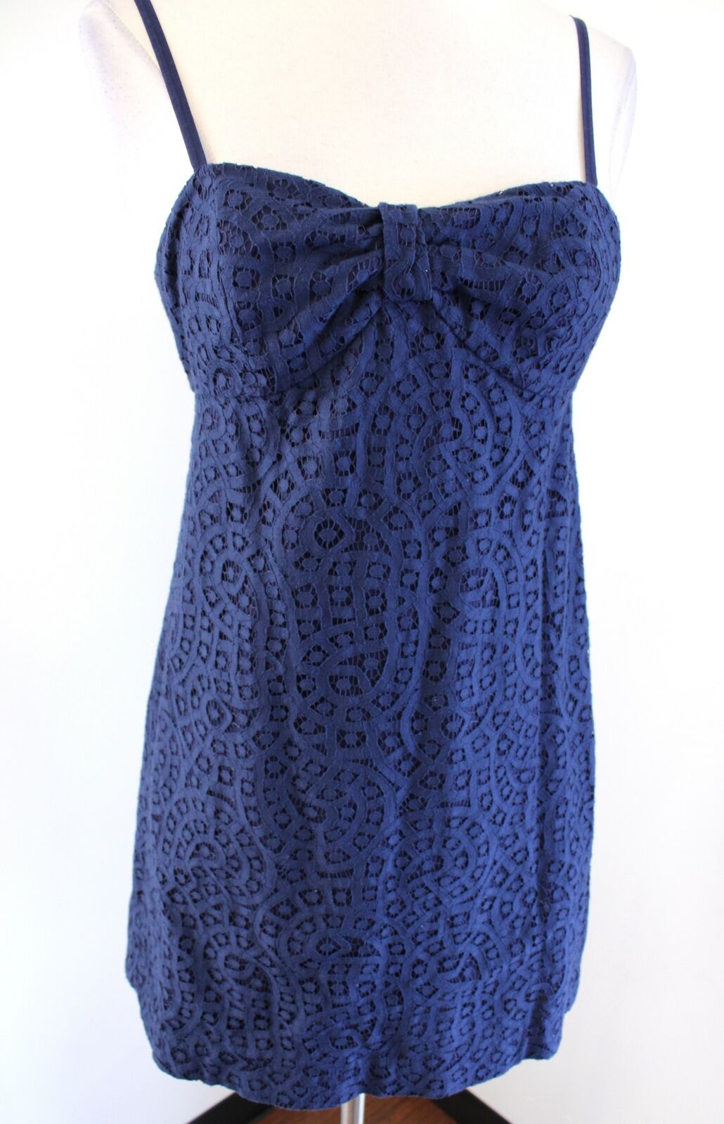 Lilly Pulitzer Karina True Navy Blue Paisley Lace Mini Dress Size 0
