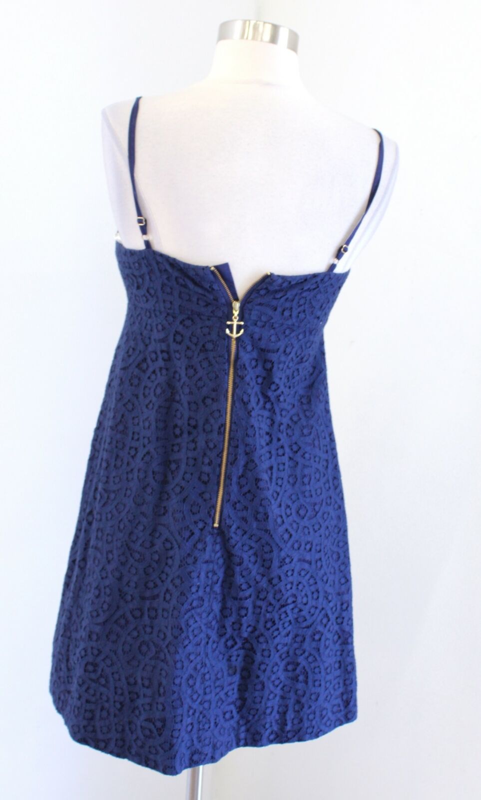 Lilly Pulitzer Karina True Navy Blue Paisley Lace Mini Dress Size 0