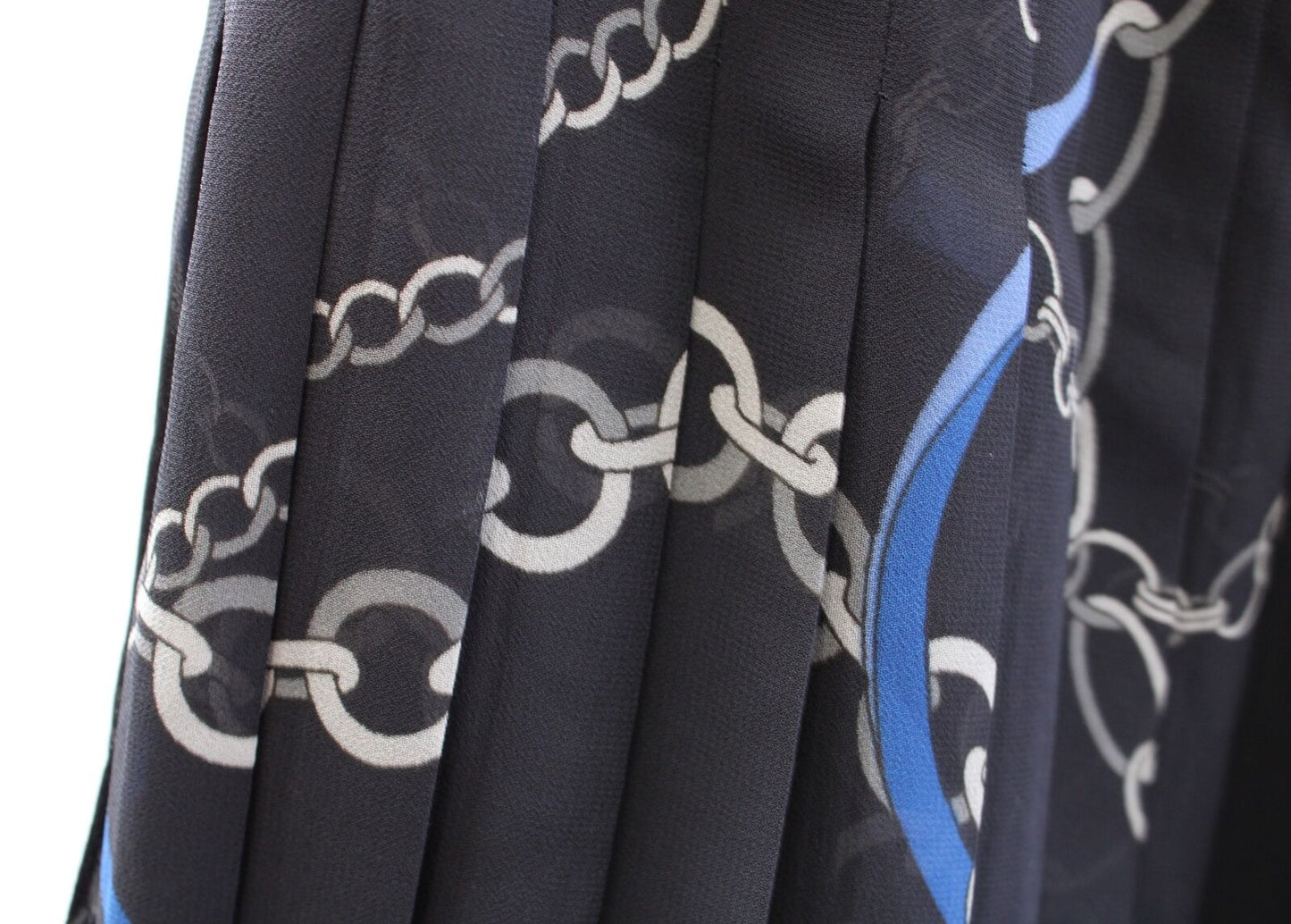 NWT Ann Taylor Navy Blue Chain Ribbon Print Pleated Skirt Size 8 Chainlink