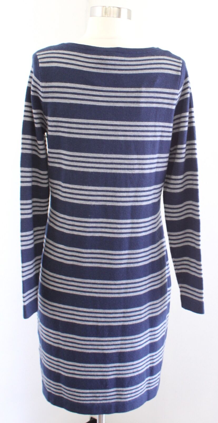 NWT Vineyard Vines Navy Blue Gray Striped Wool Blend V Neck Sweater Dress Size S