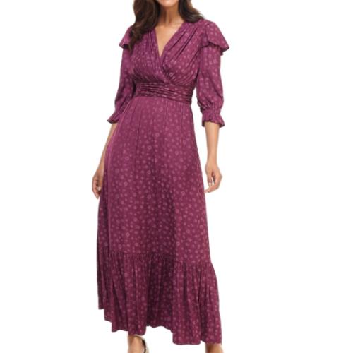 Gal Meets Glam Cassandra Burgundy Merlot Floral Jacquard Maxi Dress Size 6 Boho