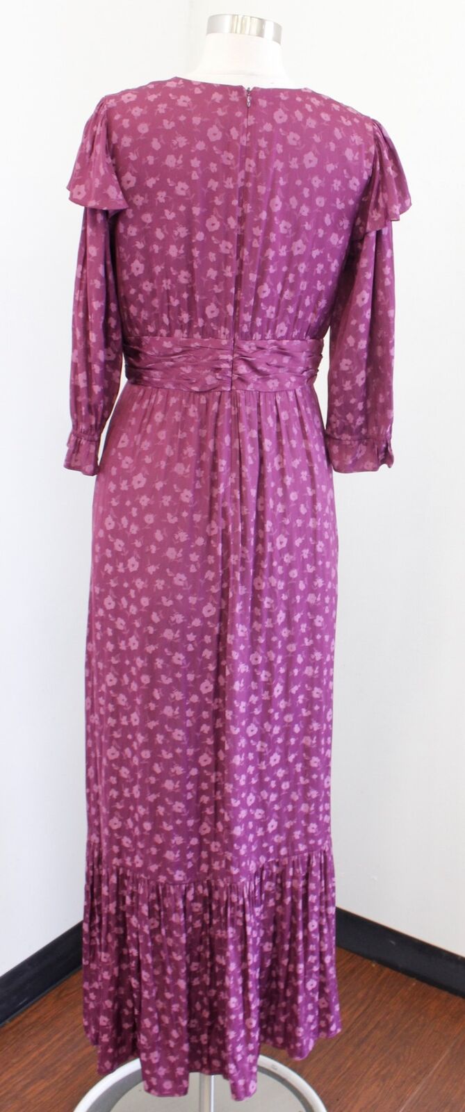 Gal Meets Glam Cassandra Burgundy Merlot Floral Jacquard Maxi Dress Size 6 Boho