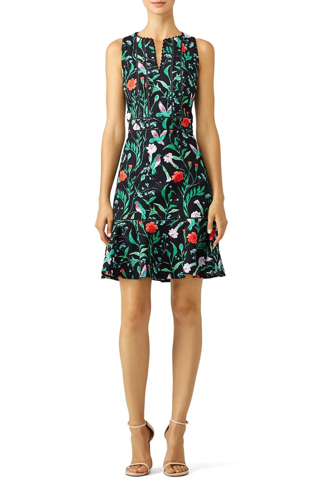 NWT Kate Spade Jardin Tile Floral Hummingbird Print Sheath Dress Black Size 4
