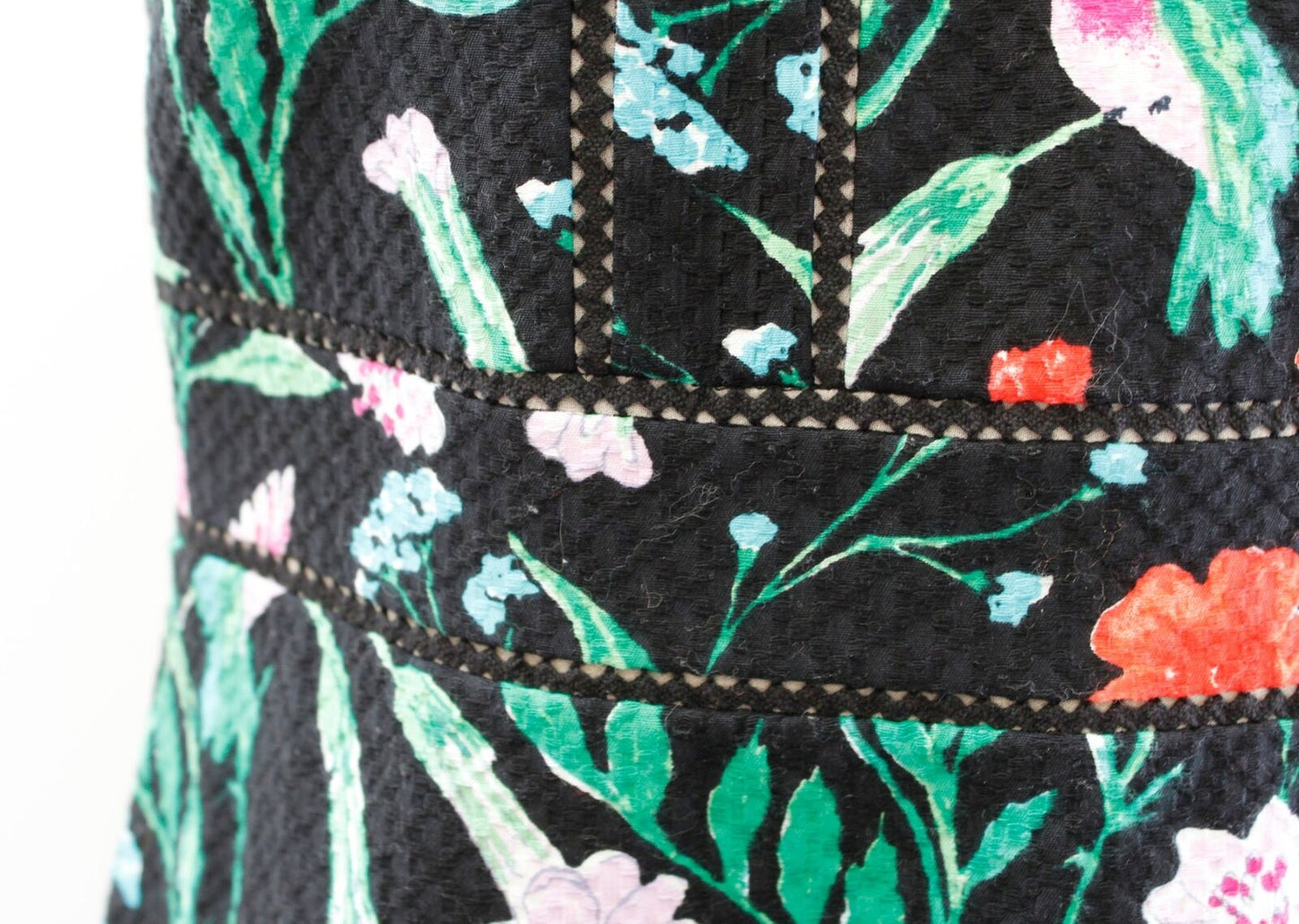 NWT Kate Spade Jardin Tile Floral Hummingbird Print Sheath Dress Black Size 4