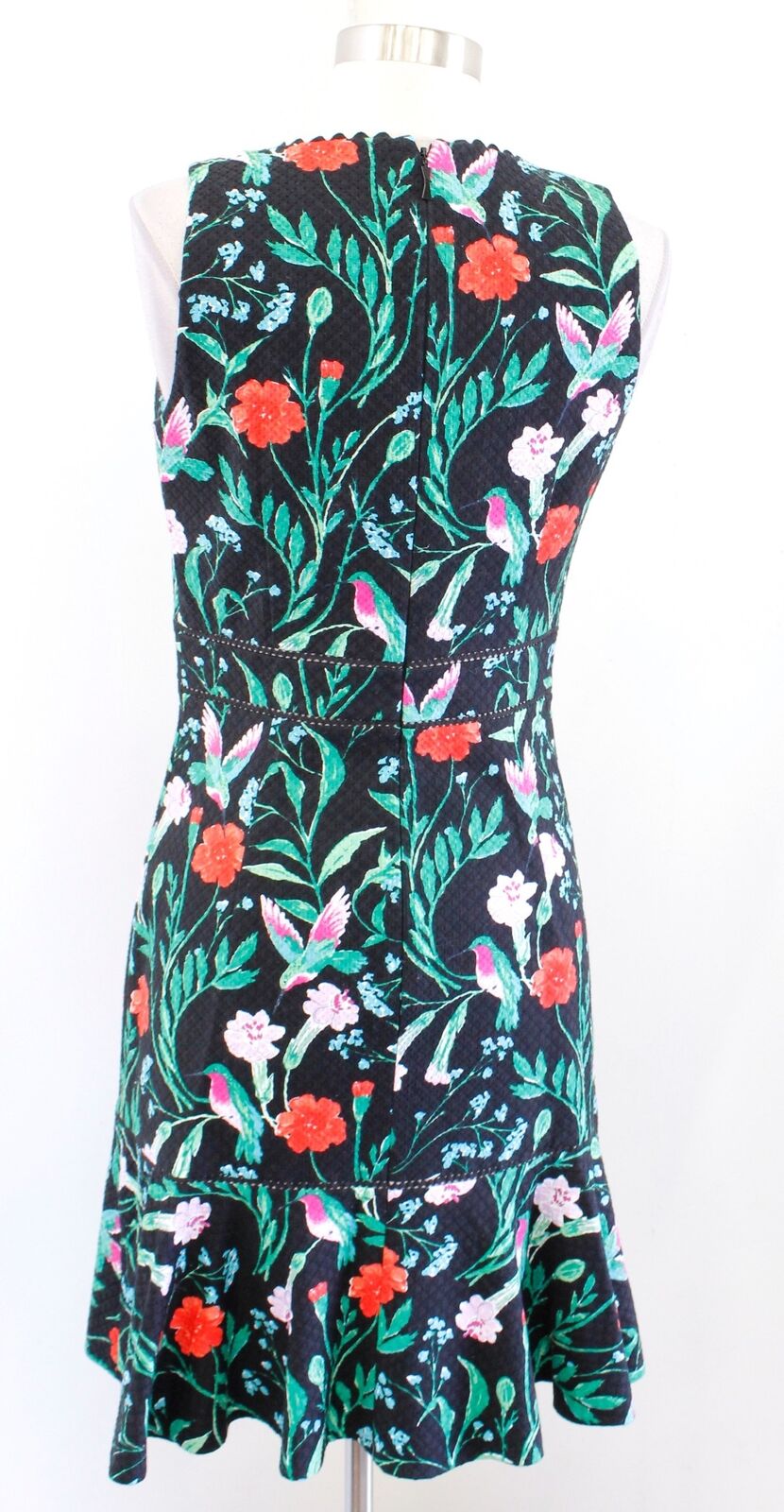 NWT Kate Spade Jardin Tile Floral Hummingbird Print Sheath Dress Black Size 4
