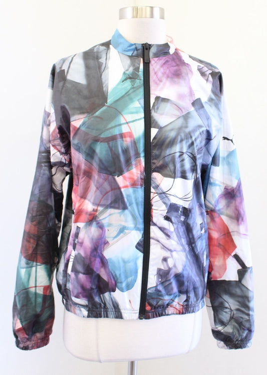 Puma x Hussein Chalayan Abstract Printed Zip Front Windbreaker Jacket Womens XL