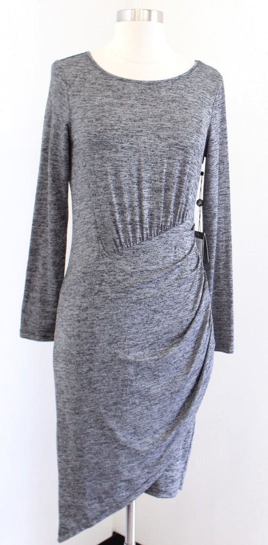 NWT Adrianna Papell Stitch Fix Heather Gray Asymmetrical Hem Ruched Dress Size S