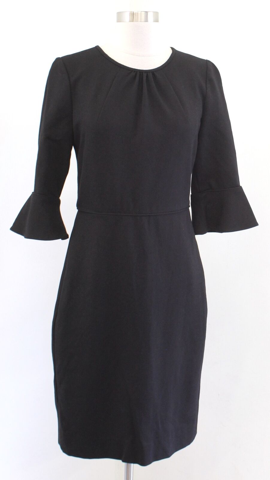 J Crew Womens Solid Black Ponte Knit Bell Sleeve Sheath Dress Size 4 Career
