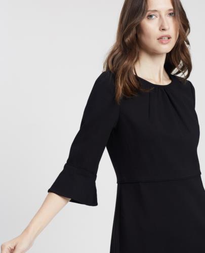 J Crew Womens Solid Black Ponte Knit Bell Sleeve Sheath Dress Size 4 Career