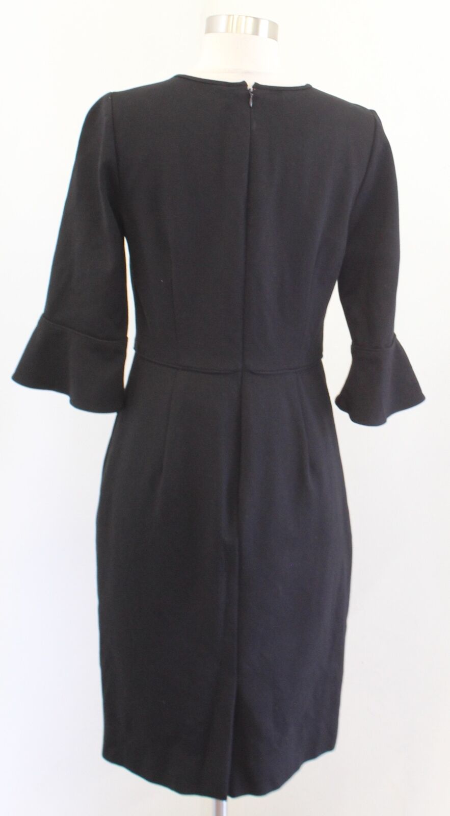 J Crew Womens Solid Black Ponte Knit Bell Sleeve Sheath Dress Size 4 Career