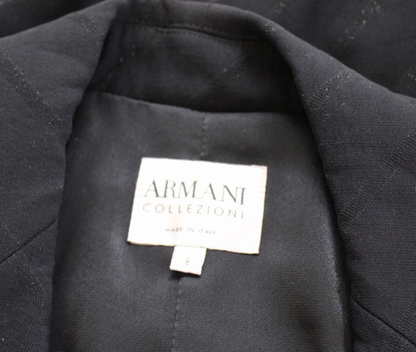 Armani Collezioni Black Metallic Shimmer Stripe Double Breasted Blazer Jacket 6