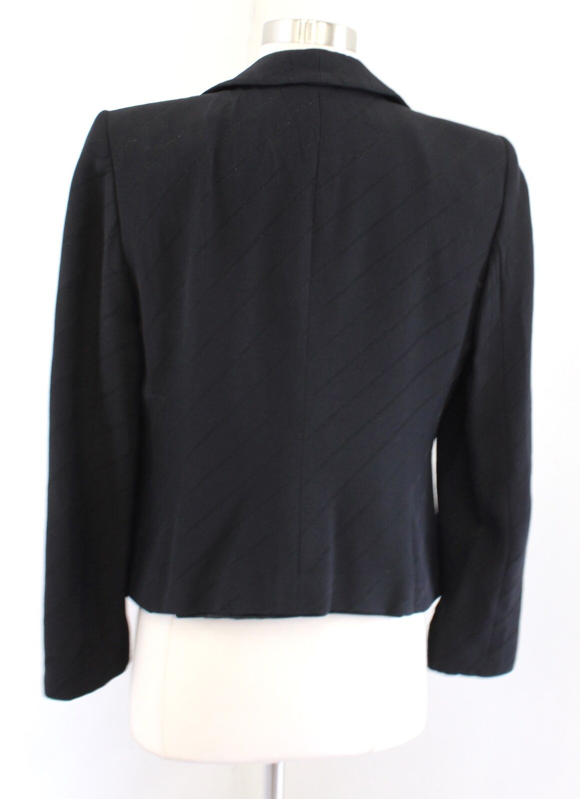 Armani Collezioni Black Metallic Shimmer Stripe Double Breasted Blazer Jacket 6