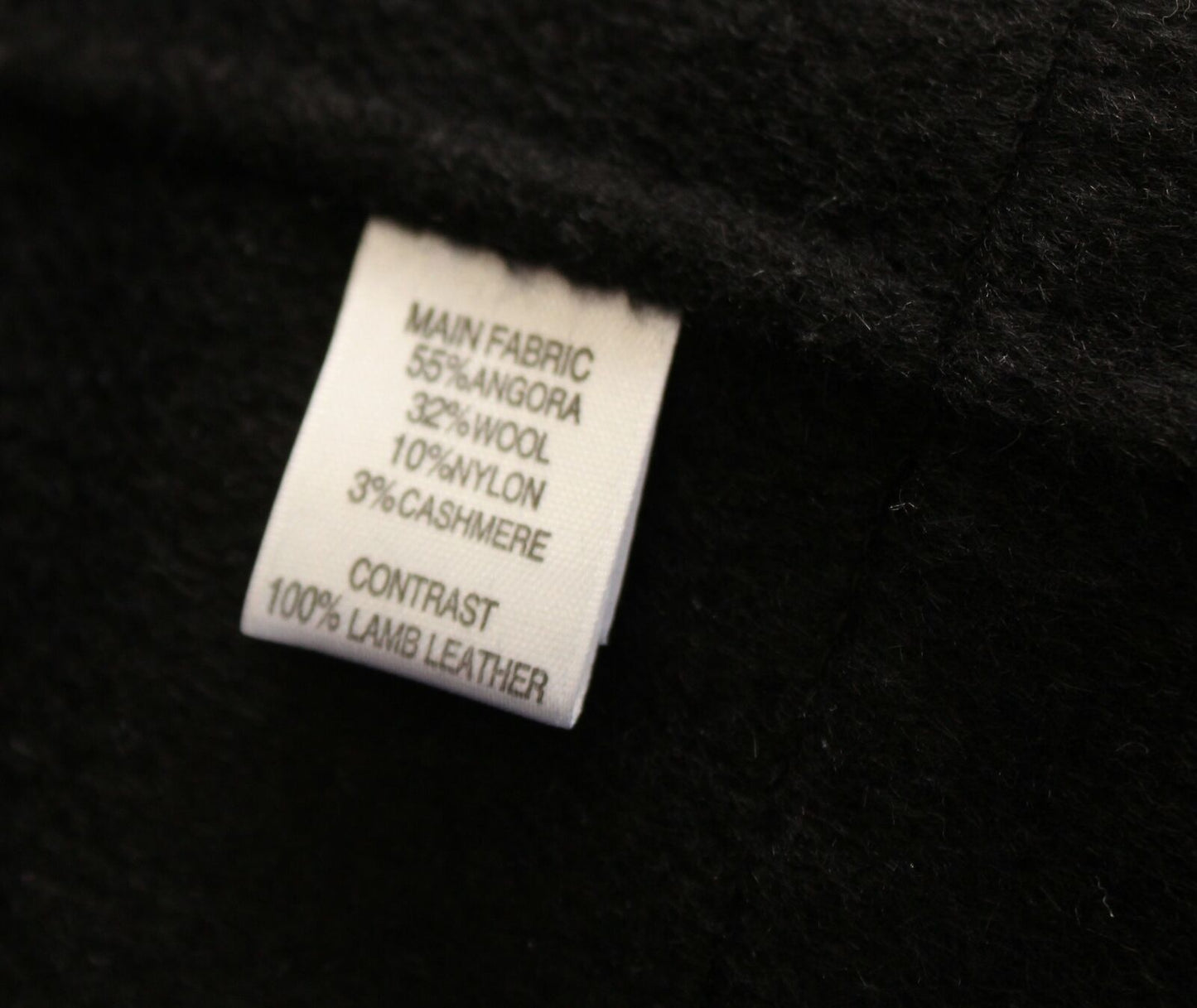 St John Nordstrom Black Lamb Leather Angora Double Breasted Jacket Coat Size 2