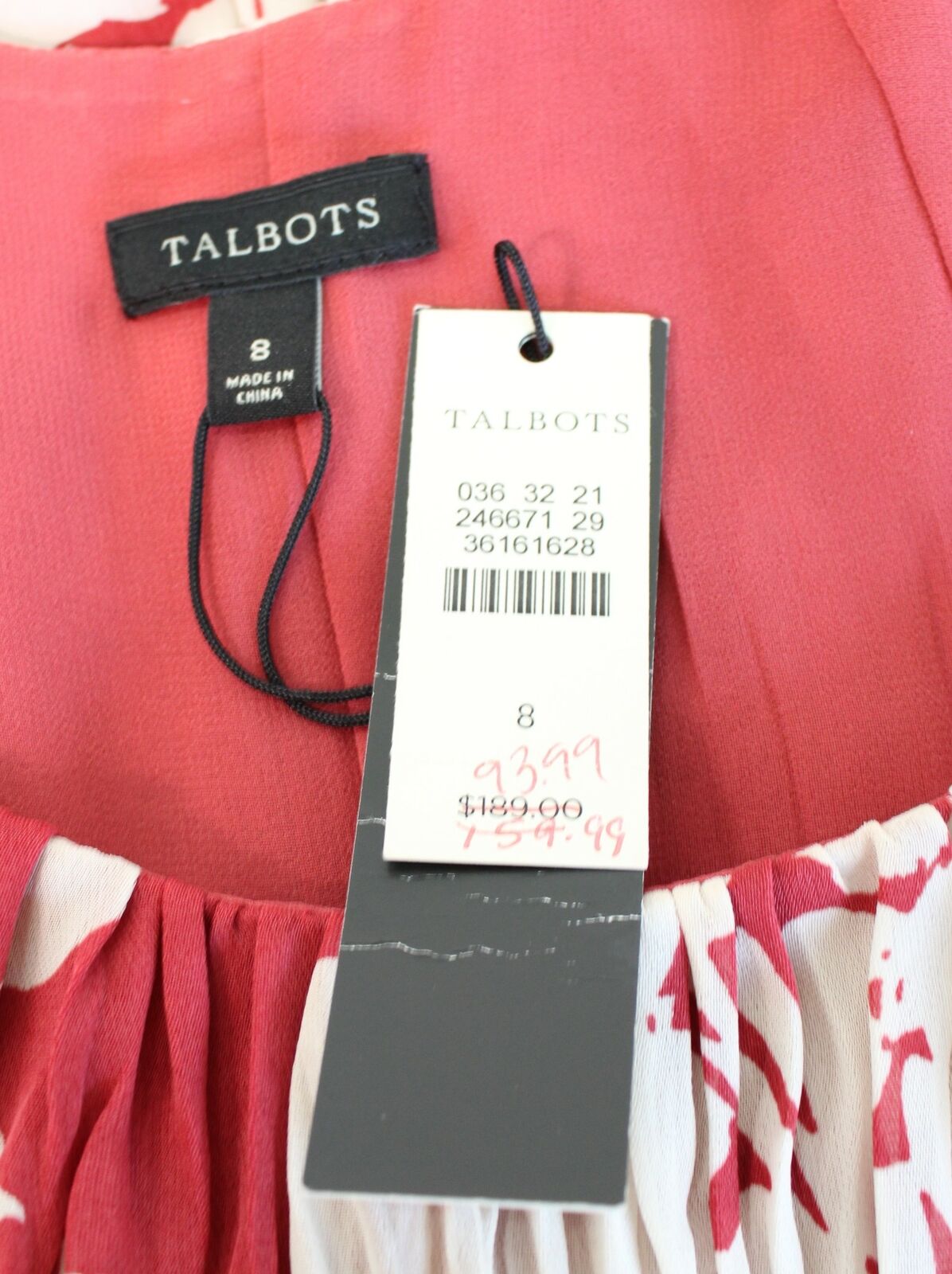 NWT Talbots Rust Red Ivory Abstract Floral Print Dress Size 8 Pleated Sleeveless