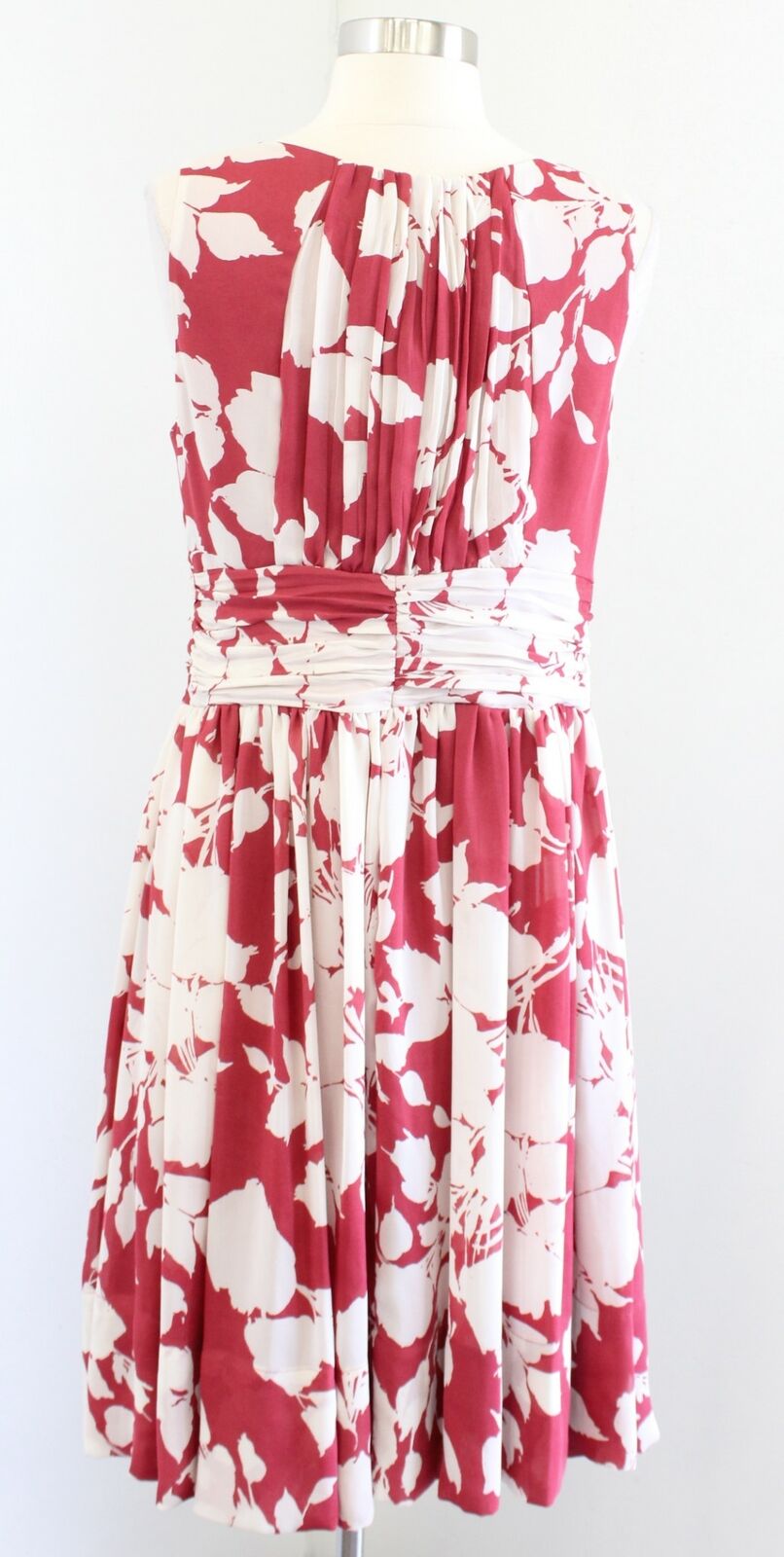 NWT Talbots Rust Red Ivory Abstract Floral Print Dress Size 8 Pleated Sleeveless