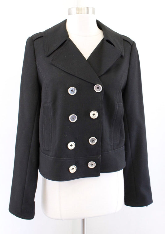White House Black Market Black Double Breasted Cropped Blazer Jacket Size S