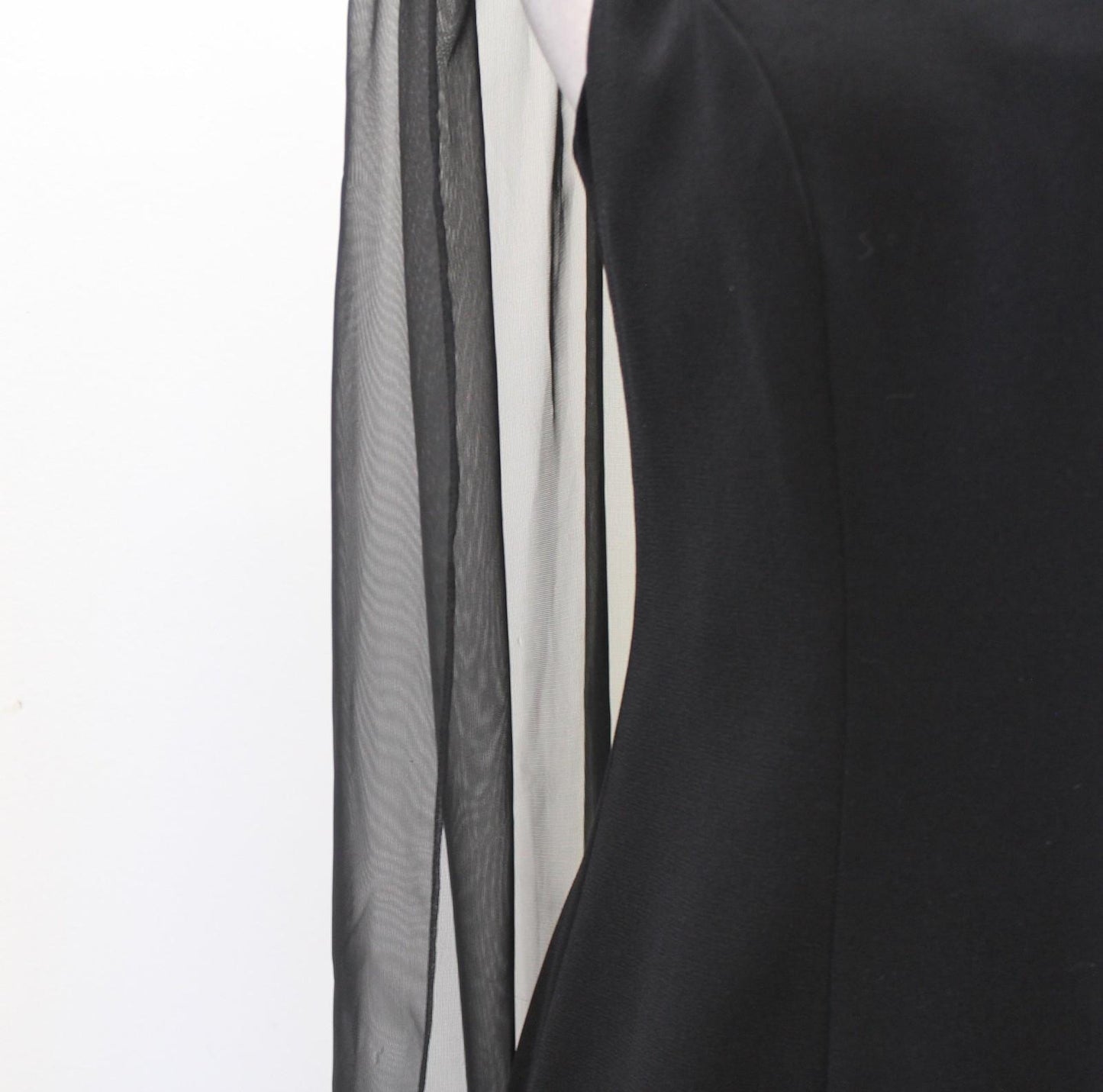 90s Cocktail Dress Womens Sz 10 S ? Black Sweetheart Sheath Chiffon Cape Mini